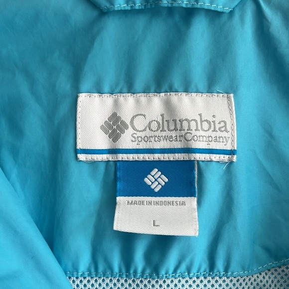 Columbia Blue and White Lightweight, Windbreaker, Jacket‎ Womans Size Large - Picture 2 of 3